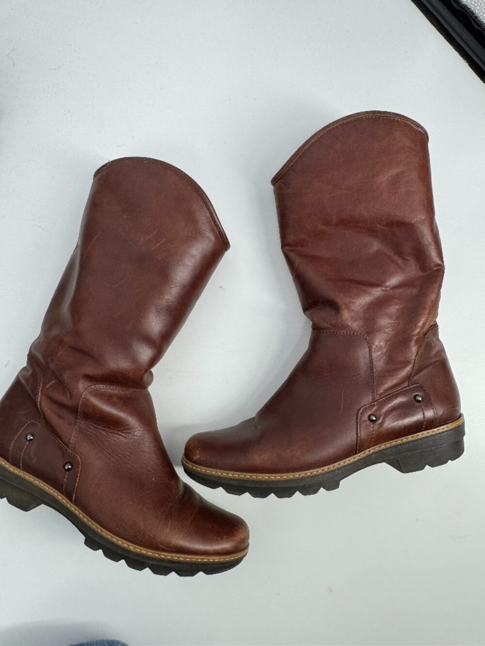 Aquatalia Brown Leather Shearling Lined Boots Size 7